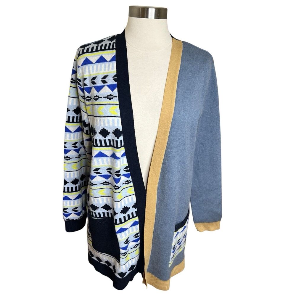 Style & Co Mixed Media Cardigan Size Large Petite Multicolor Print Boho